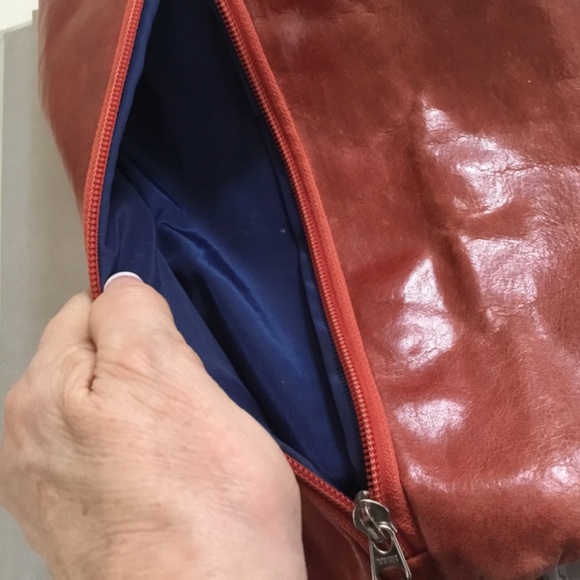 TANO Red and Brown Leather Envelope Clutch with Decorative Buckles - Picture 8 of 8